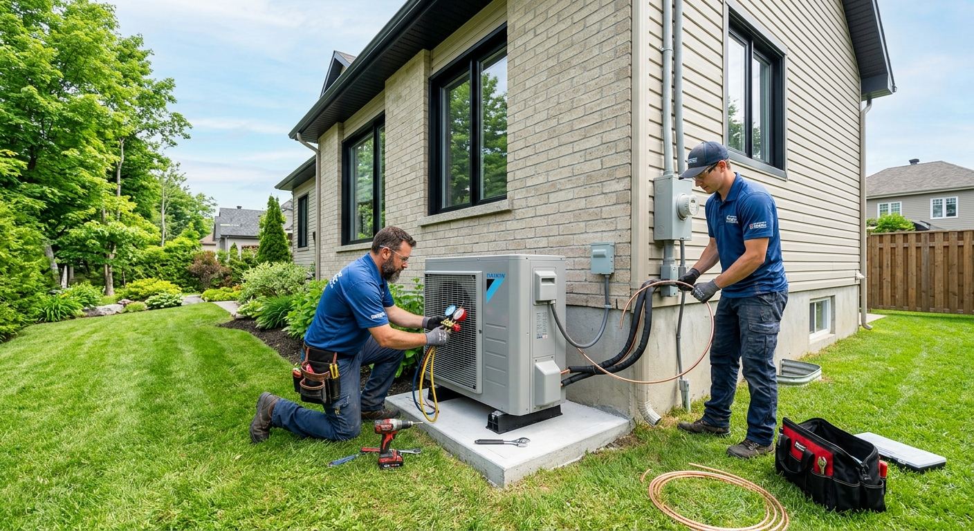 Thermopompe aérothermique installée à Roquemaure, Québec