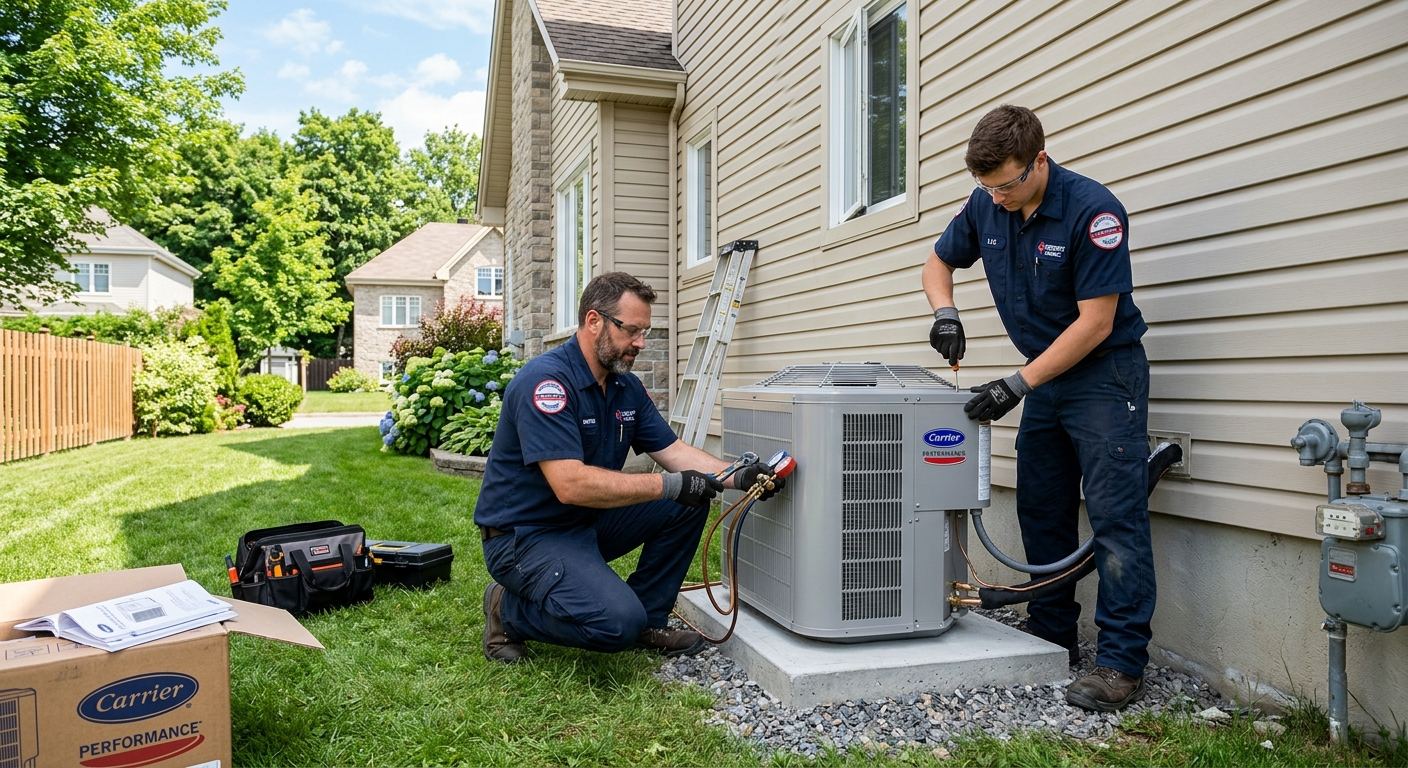Thermopompe aérothermique installée à Hampstead, Québec