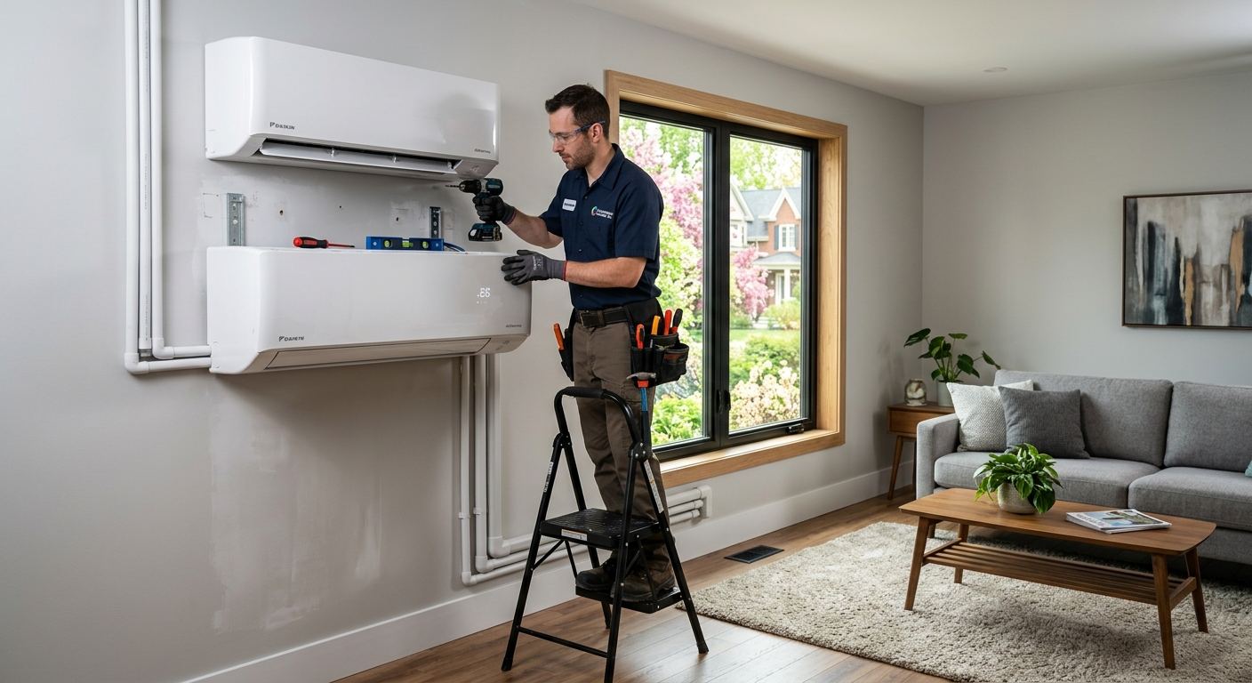 Thermopompe aérothermique installée à Auclair, Québec