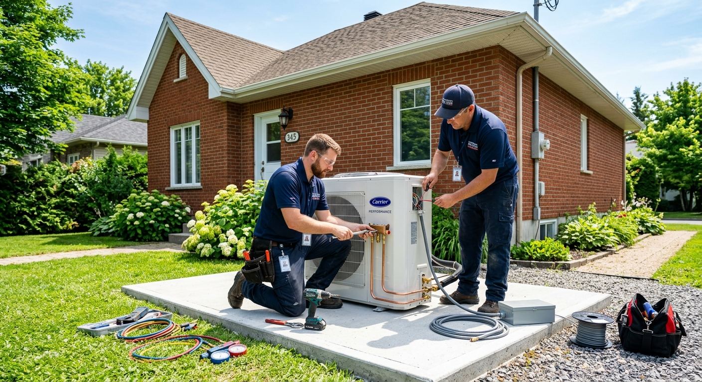Thermopompe aérothermique installée à Caplan, Québec