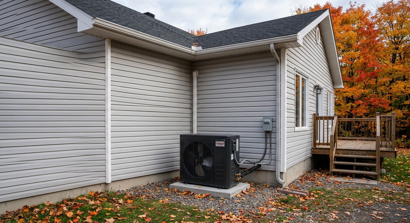 Thermopompe aérothermique installée à Petit-Saguenay, Québec
