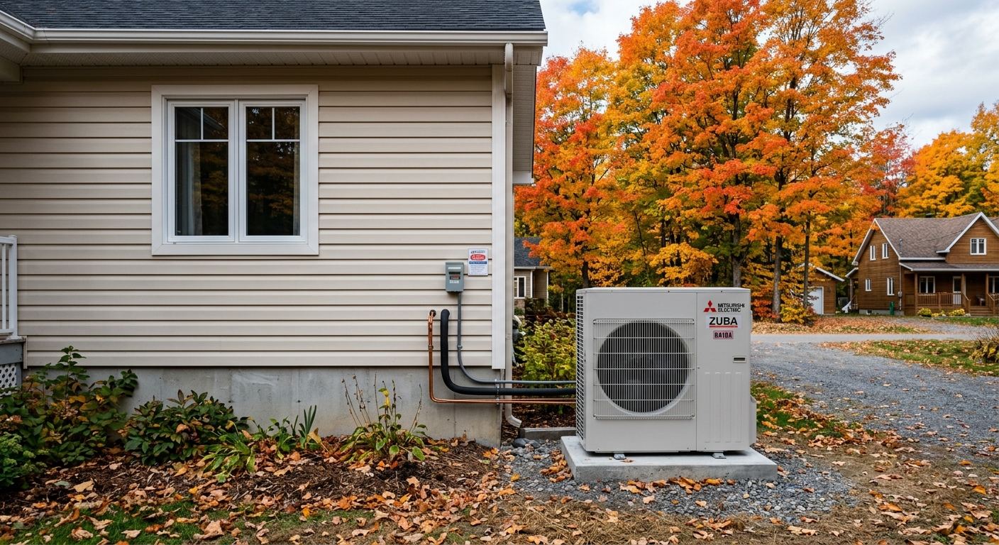 Thermopompe aérothermique installée à Saint-Athanase, Québec