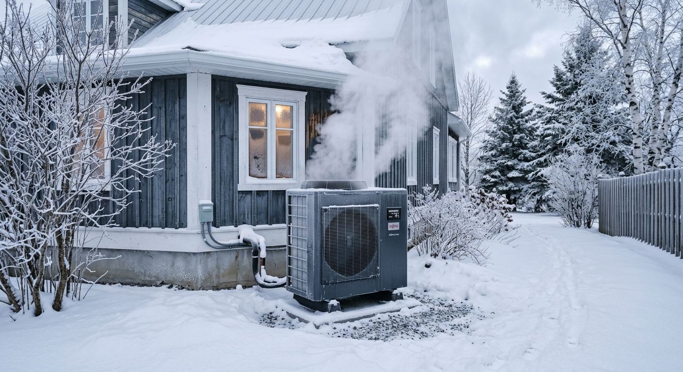 Thermopompe aérothermique installée à Bécancour, Québec