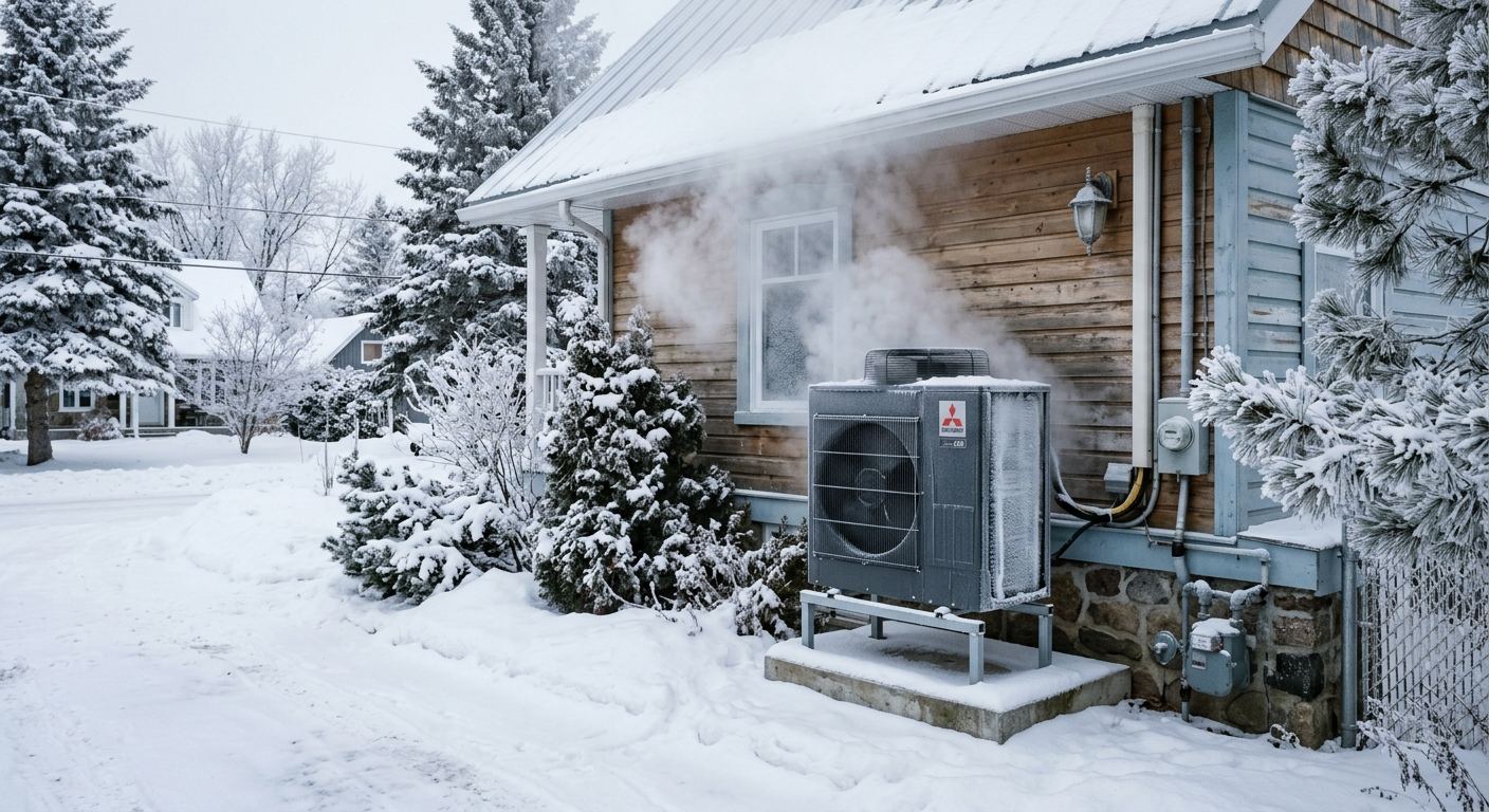 Thermopompe aérothermique installée à Saint-Éloi, Québec