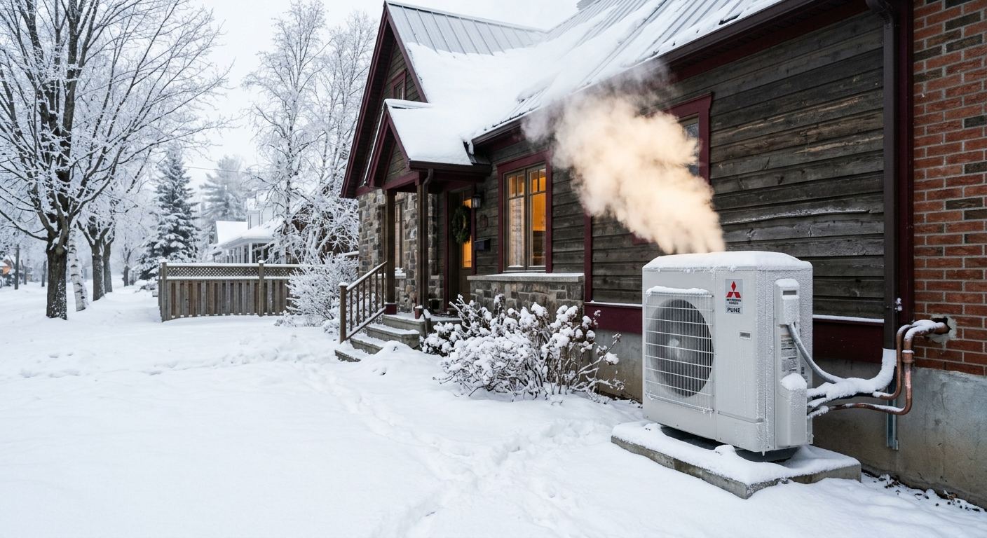 Thermopompe aérothermique installée à La Présentation, Québec
