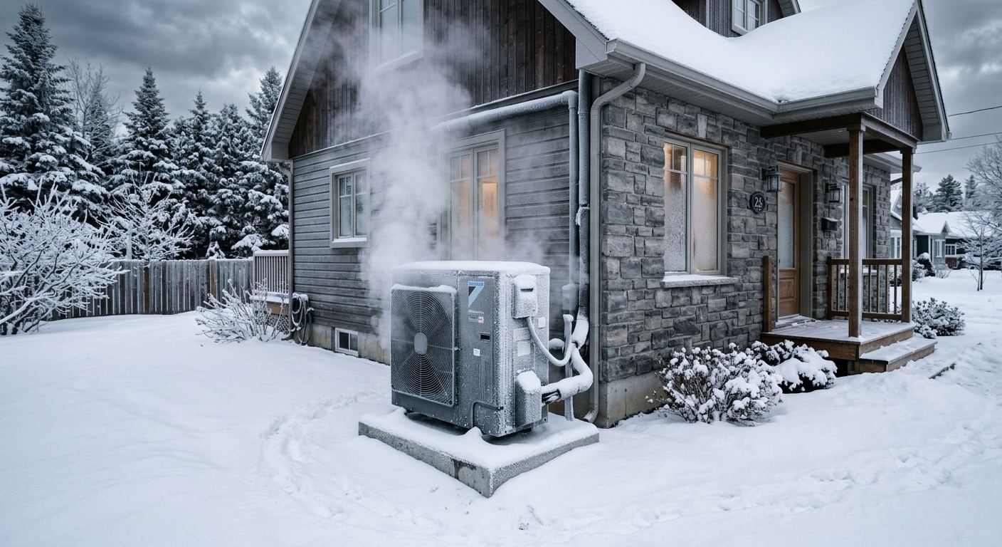 Thermopompe aérothermique installée à Dunham, Québec