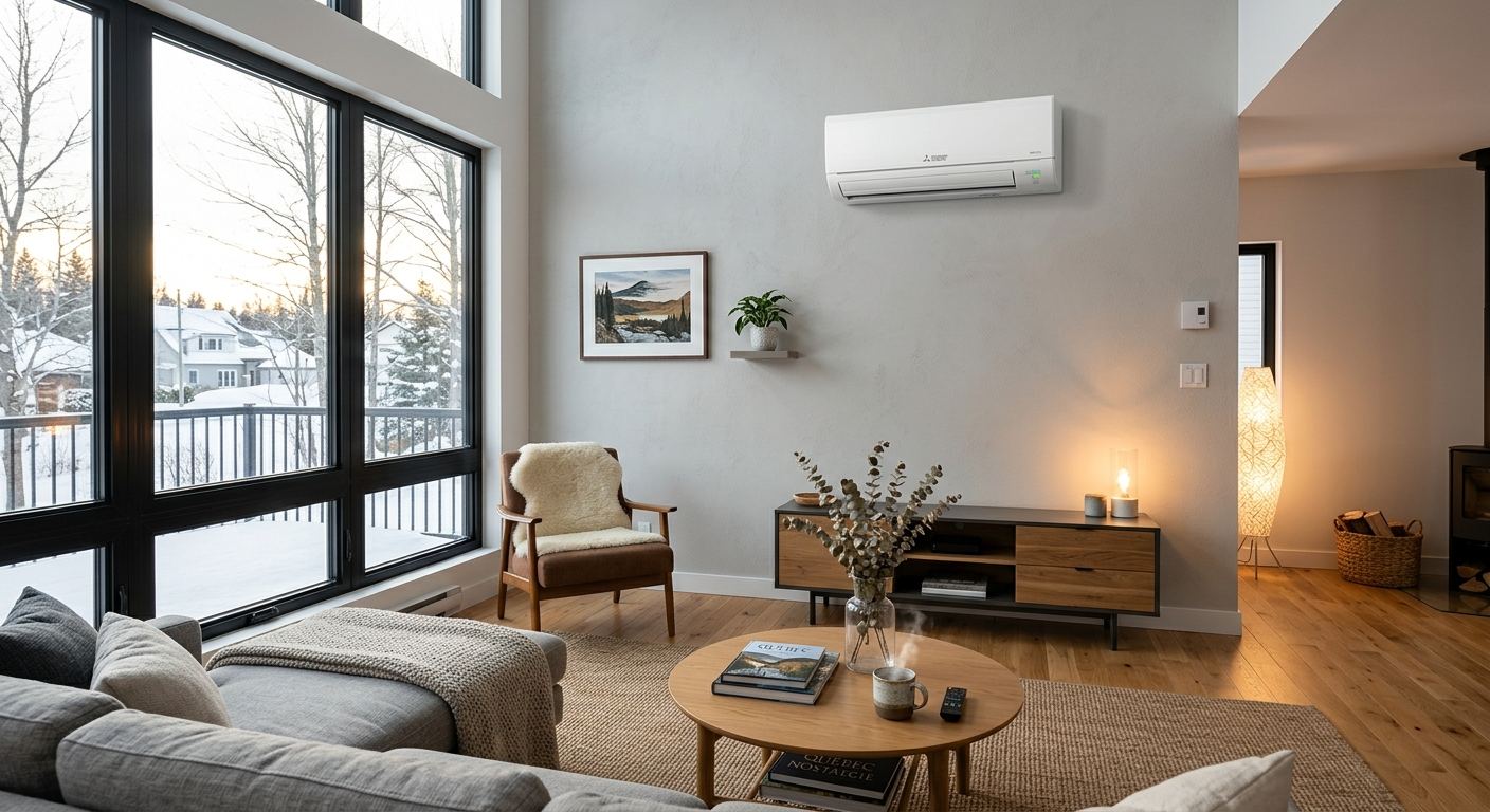 Thermopompe aérothermique installée à Hampden, Québec