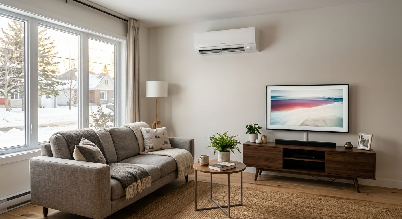 Thermopompe aérothermique installée à La Conception, Québec